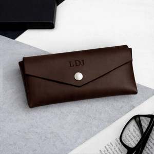 Portable Leather <b>Glasses</b> <b>Case</b> Genuine Cowhide Pouch Luxury <b>Soft</b> Handmade Slim Reading Spectacles Cover Bag LGC-0025 - Product Image 6