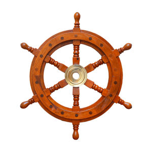 Roue nautique pour décoration murale, roue de bateau en bois, décoration intérieure, design pour salon, finition artisanale, roue nautique - Product Image 1