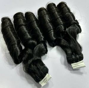 100% Remy Bouncy Curls Extensions de cheveux Cuticule vierge vietnamienne alignée Style de vague naturelle pas d'emmêlement du vendeur - Product Image 1