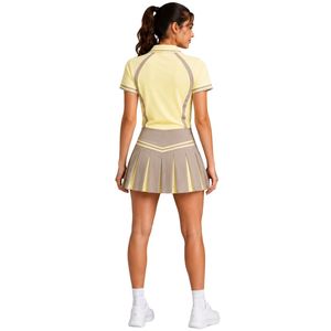 Ensemble polo et jupe plissée pour femme, jaune beurre taupe, pour le tennis et le golf, vêtements de sport personnalisés, respirants, à séchage rapide, vêtements de sport actifs - Product Image 2