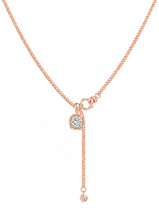 Collar de moda con colgante redondo de bisel grueso, diamante de laboratorio E VVS de 1 quilate y 6.5 mm, oro macizo de 14K, solitario en forma de Y, cadena tipo lariat - Product Image 3