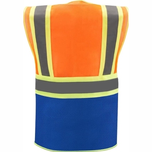 Chaleco de Seguridad Reflectante Amarillo para Hombre con Cierre de Cremallera y Múltiples Bolsillos, Ropa de Trabajo Informal, Chaleco Utilitario Transpirable de Poliéster - Product Image 6