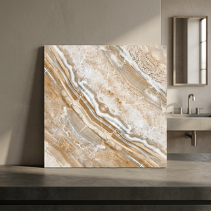 Azulejo de Porcelana Vistaar Royal con Aspecto de Mármol Líquido, Acabado Brillante, Diseño Bookmatch para Pared, 600x600mm - Product Image 2