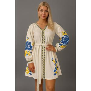 Vestido de Novia Casual de Otoño, Hecho a Mano en Ucrania, Bordado, Corte en A, Cintura Natural, 100% Algodón Blanco para Mujer - Product Image 1