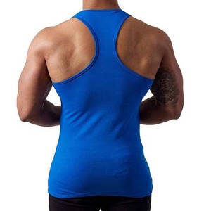 Camiseta sin mangas de punto transpirable para hombre, color azul sólido, cuello redondo, estilo casual, poliéster, para entrenamiento. - Product Image 2