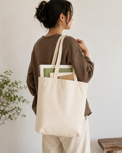 Natural Cotton <b>Canvas</b> Medium Tote Bag with Long Handles for <b>Beach</b> Wedding Sport Party Use-Eco-Friendly Reusable Bag - Product Image 1