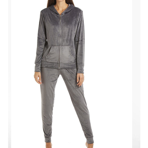 Ensemble de survêtement en velours pour femme, 100% coton, 2 pièces, manches longues, tenue de sport - Product Image 1
