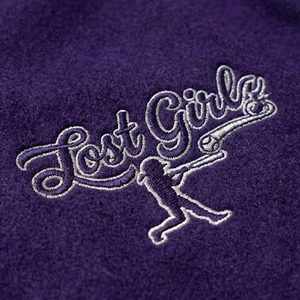 With Customization Product OEM ODM Casual Color Block With Embroidery <b>Purple</b> & White Loose Fit College Baseball <b>Varsity</b> <b>Jackets</b> - Product Image 6