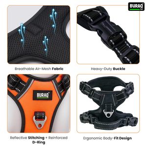 Custom Wholesale Luxury Fashion Solid Padded Nylon <b>Dog</b> <b>Harness</b> Reflective Vest No Tension Handle Button Metal Accessories - Product Image 4