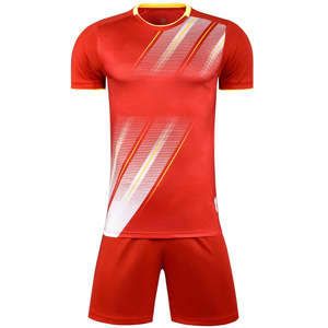 Uniforme de football personnalisé par sublimation, maillot rouge et noir, short respirant en polyester, adulte unisexe, starlet international - Product Image 1