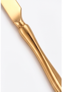 Juego de cubiertos con mango en zigzag, acabado dorado espejado, de acero inoxidable, elegante, para uso doméstico, en la cocina, en el comedor y en restaurantes. - Product Image 2