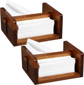 Lot de 2 porte-serviettes de table en bois d'acacia avec barre centrale, distributeur de serviettes pour la maison et la salle à manger - Product Image 1