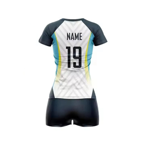 Ensemble d'uniformes de volley-ball personnalisés à manches courtes, taille plus, unisexe, avec sublimation et logo frontal - Product Image 6