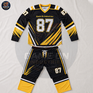 Sublimated 100% Polyester Hockey Jersey Pants Breathable <b>Elastic</b> Waist Training Match Sportswear OEM ODM Custom Ice Hockey - Product Image 4