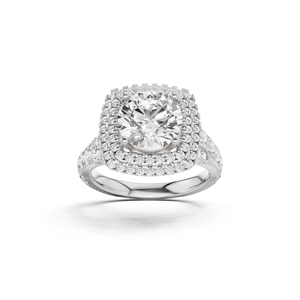 แหวนเพชรทรงกลมแบบ Halo ดีไซน์หรูหราทันสมัย ทอง 14KT ประดับเพชรเม็ดใหญ่ 2 กะรัต พร้อมดีไซน์วงแหวนสองชั้น - Product Image 5