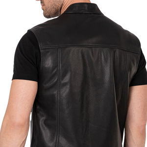 Best Style Genuine Leather <b>Vests</b> for Men High Quality Breathable Motorcycle Biker Outerwear Custom Logo Fashionable Winter - Product Image 2