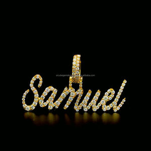 Personalizado con monograma 925 Chapado en plata oro amarillo moissanita joyería 53mm ancho 18mm Altura Hip Hop colgante diamante fiestas - Product Image 2