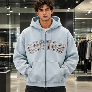 Sudadera con capucha premium para hombre con cremallera completa, diseño personalizado, forro polar grueso, ropa urbana, fabricante mayorista, proveedor de ropa OEM, fabricante OEM - Product Image 4