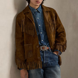 <b>Men's</b> Genuine <b>Suede</b> Leather Fringe <b>Jacket</b> Classic Plain Dyed Design Premium Finish Custom Sizes Private Label OEM Wholesale - Product Image 3