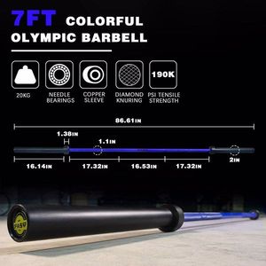 Bilanciere Olimpico in Ferro Solido da 7,2 Piedi per Sollevamento Pesi, Lunghezza Personalizzabile, con Dischi da 20kg e 10kg - Product Image 3