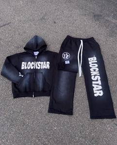 Conjunto de Sudadera con Capucha y Pantalones Deportivos de Felpa Gruesa con Logotipo Personalizado, Estilo Urbano, Transpirable, para Invierno - Product Image 1