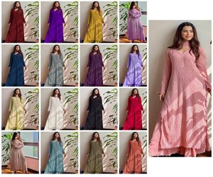 Purple Cotton Kurta For Women <b>Floor</b>-Length Loose Fit Modest Ethnic Wear India Pakistan Casual All Seasons Style 62914 BE-170 - Product Image 5