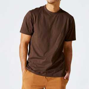 T-shirt Homme Marron Uni en Coton Premium Col Rond Coupe Slim Manches Courtes Décontracté Basique Confortable Respirant pour l'Été - Product Image 1