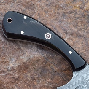 Handmade Industrial Grade Damascus Steel Skiner <b>Knife</b> With Buflo Horn <b>Handle</b> and Leather Sheath <b>for</b> Outdoor Camping - Product Image 4