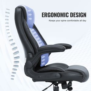 Sedia da Ufficio Direzionale Girevole in Pelle PU con Schienale Alto, Design Ergonomico All'avanguardia, Supporto Lombare Regolabile per il Dolore alla Schiena - Product Image 4