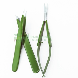 Pinza para cejas RMI con punta plateada y recubrimiento en polvo verde, personalizada, y pinza para cejas de punta fina / tijeras de cejas con resorte - Product Image 5