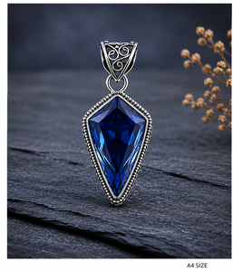 Blue Sapphire <b>Silver</b> Pendant – Handmade Royal Blue Gemstone Necklace in Sterling <b>Silver</b> - Product Image 3
