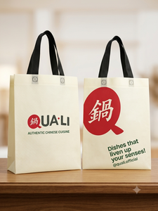 Sac de courses réutilisable écologique en non-tissé avec logo/design graphique personnalisable et thermosoudé pour la livraison de repas en restaurant - Product Image 2