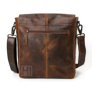 Sac messager vintage en cuir véritable, bandoulière réglable, fermeture à boucle, unisexe, usage quotidien, couleur unie, sac bandoulière - Product Image 2