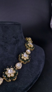 925 Sterling <b>Silver</b> Kundan Polki Necklace Set Luxury Green Nano Crystal <b>Choker</b> Traditional Indian Bridal Jewelry Wholesale Fine - Product Image 2