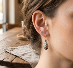 Natural Oyster Turquoise Marquise <b>Dangle</b> <b>Earrings</b> 925 Sterling Silver Rose <b>Gold</b> Yellow <b>Gold</b> Plated Handmade Jewelry for Women - Product Image 2