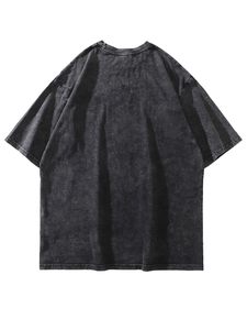 Camiseta Oversize para Hombre, Hombros Caídos, Corte Holgado, Lavado, Manga Corta, Algodón, Estilo Urbano, Casual, Top Holgado para Hombre - Product Image 3