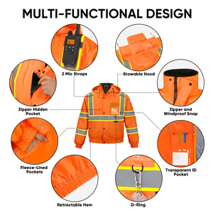 Waterproof Reflective <b>Work</b> Jacket High Vis Padded Winter Parka Thermal Security Gear Outdoor <b>Construction</b> Safety Coat Mens - Product Image 2