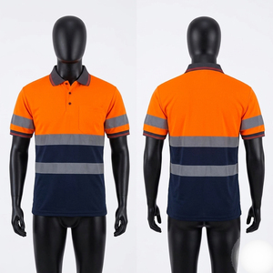 Polo de travail haute visibilité en polyester et coton 220 GSM, jaune marine, panneau réfléchissant, logo personnalisé - Product Image 5