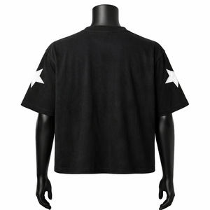 Camiseta Negra de Corte Regular para Hombre, Estampado Personalizado 'Give Me Five', Manga Corta, Cuello Redondo, 100% Poliéster, Diseño Color Block, Casual - Product Image 2