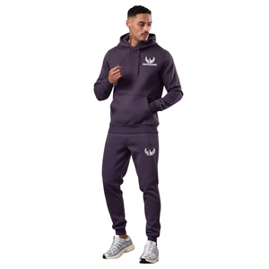 Ensemble de survêtement décontracté pour homme, violet foncé, avec capuche, pour la gym, le sport, l'hiver, le streetwear, confortable - Product Image 1