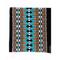 Tapis de selle ASHMIRA EQUESTRIAN Western noir turquoise orange géométrique tissé à la main en mélange de laine, motif aztèque, pour chevaux