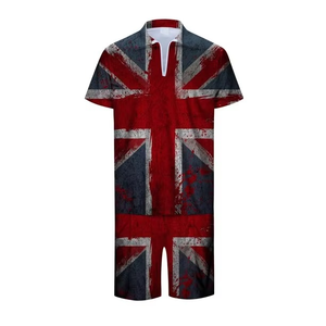 ชุดเสื้อโปโลลำลองผู้ชาย ชุดวอร์มแบบกำหนดเอง เสื้อยืดและกางเกงขาสั้นผู้ชายพร้อมซิป - Product Image 2