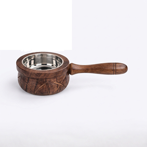 Brûleur à Bakhoor en bois sculpté avec poignée, motif croisé artisanal, avec coupelle en acier. Porte-encens en charbon de bois durable - Product Image 4