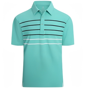 Custom <b>Mens</b> Golf <b>Polo</b> <b>Shirt</b> Striped Performance <b>Polo</b> Moisture Wicking Sportswear OEM ODM Manufacturer Supplier - Product Image 6