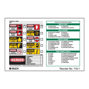 Étiquettes de sécurité chimique autocollantes, durables et imperméables Brady pour usage en laboratoire et industriel - Product Image 2