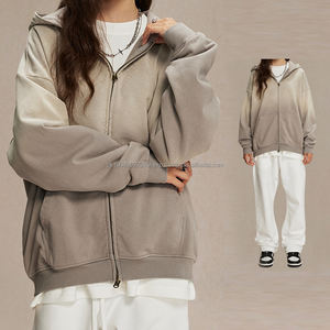 Logo de broderie personnalisé uni 450 GSM poids lourd lavage à l'acide fermeture éclair complète sweat à capuche teint par cravate sweats à capuche - Product Image 1