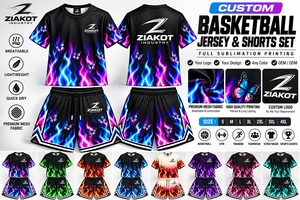 Conjunto de Camiseta y Pantalones Cortos de Baloncesto Personalizados para Hombre, Ropa Deportiva con Estampado de Mariposa y Llamas, Uniforme Transpirable de Malla Sublimada - Product Image 6