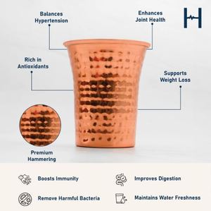 Vaso de Cobre Clásico de Doble Pared con Diseño de Cascada - Gran Capacidad y Portátil para un Uso en la Cocina más Saludable - Product Image 3
