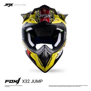 หมวกกันน็อค JPX Fox1 Motif X 32 Supermoto Cross ให้การปกป้องที่เหนือกว่าและดีไซน์โดดเด่นเพื่อประสบการณ์มอเตอร์ครอสที่ดีที่สุด - Product Image 1