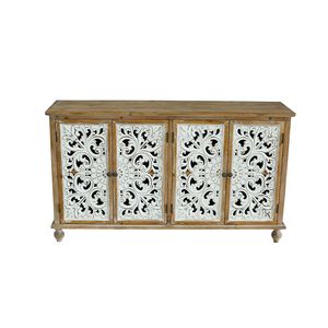 Credenza Moderna Stile Fattoria con 4 Ante, Mobile Buffet in Legno Intagliato per Soggiorno - Product Image 6